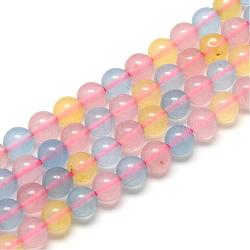 Natural Chalcedony Bead Strands, Imitation Morganite Color, Dyed, Round, 10mm, Hole: 1mm, about 38pcs/strand, 14.9 inch(G-R342-10mm-20)