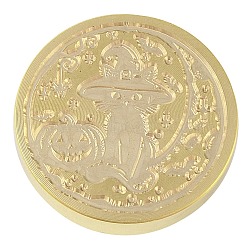 Halloween Wax Seal Brass Stamp Heads, for Wax Seal Stamp, Golden, Cat Shape, 25.5x14mm, Hole: 7.5mm(AJEW-I068-A05)