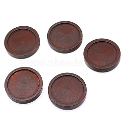 Natural Wood Cabochon Settings, Flat Round, Coconut Brown, Inner Diameter: 25mm(WOOD-WH0115-37C-F)