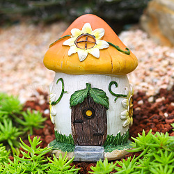 Resin Mushroom House Figurines Display Decorations, Micro Landscape Garden Decoration, Orange, 87x127mm(WG80960-05-1)