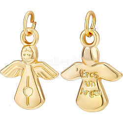 30Pcs Alloy Pendants, Long-Lasting Plated, with Jump Ring, Angel, Real 18K Gold Plated, 16.5x13x3mm, Hole: 2.5mm(FIND-BC0002-12)