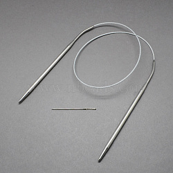 Steel Wire Stainless Steel Circular Knitting Needles and Iron Tapestry Needles, Stainless Steel Color, 650x4mm, 52x1mm, 2pcs/bag(X-TOOL-R042-650x4mm)