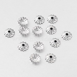 Tarnish Resistant Multi-Petal 316 Surgical Stainless Steel Flower Bead Caps, Stainless Steel Color, 6x1mm, Hole: 1mm(STAS-M257-05)