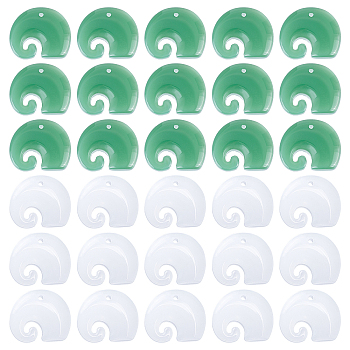 PandaHall Elite 60Pcs 2 Colors Imitation Jade Glass Pendants, Elephant, Mixed Color, 16x18.5x4.5mm, Hole: 1.2~1.4mm, 6pcs/color