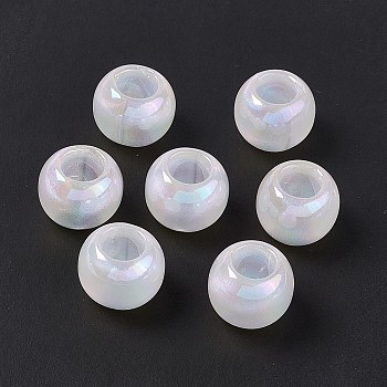 Opaque Acrylic Beads, AB Color, Rondelle, White, 17.5x14mm, Hole: 8.8mm