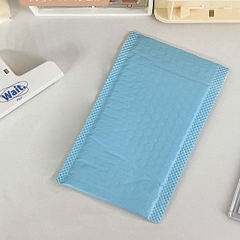 Plastic Film Package Bags, Bubble Mailer, Padded Envelopes, Rectangle, Light Sky Blue, 19x11cm