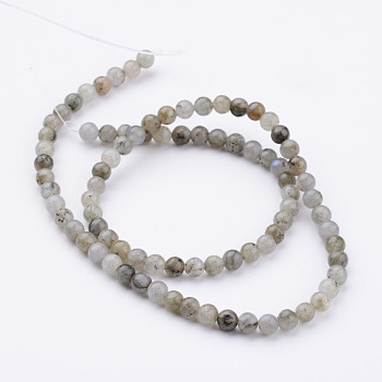 Natural Labradorite Bead Strands, Round, 4~5mm, Hole: 1mm, about 85pcs/strand, 15.16 inch