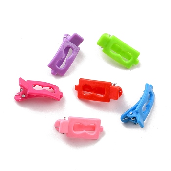 Plastic Alligator Hair Clip Findings, for DIY Kids Hair Accessories, Eyeglasses, Mixed Color, 30x13x15mm, 6pcs/card