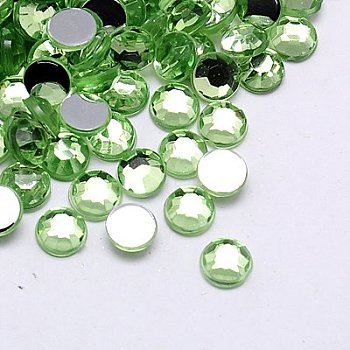 Imitation Taiwan Acrylic Rhinestone Cabochons, Faceted, Half Round, Light Green, 4x1.5mm, about 10000pcs/bag