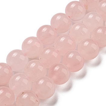 Natural Rose Quartz Beads Strands, Round, 10mm, Hole: 1.2mm, about 37pcs/strand, 14.96''~15.12''(38~38.4cm)