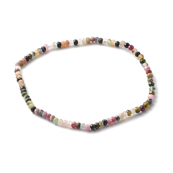 Faceted Rondelle Natural Tourmaline Beads Stretch Bracelets, Reiki December Birthstone Jewelry for Her, Inner Diameter: 2-3/8 inch(6.1cm)