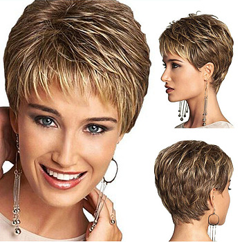 Fashion Ombre Short & Straight Wig, Heat Resistant High Temperature Fiber, Women Daily Party Hairpiece, Coffee, 10-1/4 inch(26cm)