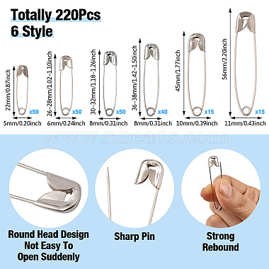 220 個 6 スタイル鉄安全ピン(IFIN-TA0001-55)-3
