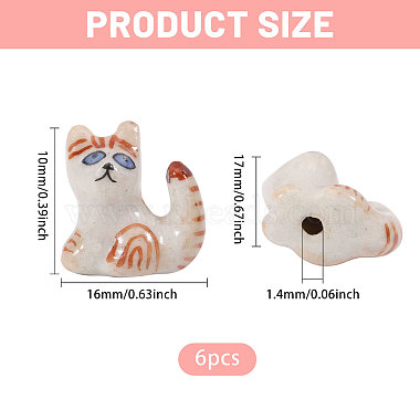 6個の手作り磁器ビーズ(PORC-CA0001-22)-2