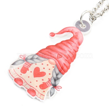 Valentine's Day Acrylic Pendant Necklace with Zinc Alloy Chains(NJEW-D049-01B-P)-2