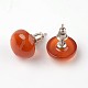 Half Round Dome Natural Red Agate Stud Earrings(EJEW-L171-06)-1