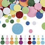 EVA Plastic Self-Adhesive Foam Stickers, with Glitter Powder, for Party Decorative Presents, Flat Round, Mixed Color, 10~30x2mm(DIY-WH0656-76)