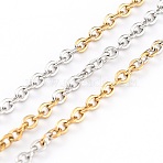 Two Tone 304 Stainless Steel Cable Chains, with Spool, Soldered, Golden & Stainless Steel Color, 2.5x2x1mm, 32.8 Feet(10m)/roll(CHS-B001-20)