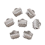 Tarnish Resistant 304 Stainless Steel Ribbon Crimp Ends, Stainless Steel Color, 6x6.5mm, Hole: 1mm(STAS-S047-056)