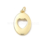 Brass Pendants, Oval Charms, Long-Lasting Plated, Cadmium Free & Lead Free, Real 18K Gold Plated, Heart, 20.5x13x2mm, Jump Ring: 5x1mm, Inner Diameter: 3mm(KK-P345-55G-04)