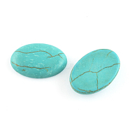 Craft Findings Dyed Synthetic Turquoise Gemstone Flat Back Cabochons, Oval, Medium Turquoise, 8x10x4mm(TURQ-S276-8x10mm-01)