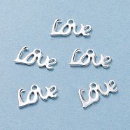 304 Stainless Steel Charms, Word Love, Silver, 6x13x0.8mm, Hole: 1.2mm(STAS-H436-50S)