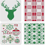 PET Hollow out Drawing Painting Stencils Sets for Kids Teen Boys Girls, for DIY Scrapbooking, School Projects, Christmas Themed Pattern, 29.7x21cm, 4 sheets/set(DIY-WH0172-787)