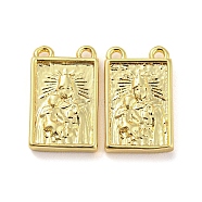 Rack Plating Brass Rectangle Charms with 2 Loops, Long-Lasting Plated, Cadmium Free & Lead Free, Real 18K Gold Plated, 12.8x7.8x2mm, Hole: 1mm(KK-Q804-28G)