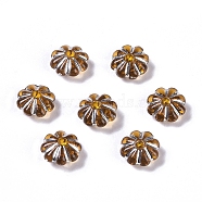 Acrylic Beads, Silver Metal Enlaced, Flower, Goldenrod, 6.5x6.5x3.5mm, Hole: 1.6mm, about 6250pcs/500g(SACR-C005-02G)