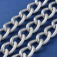 Oxidation Aluminum Textured Curb Chains, Twisted Chains, Unwelded, with Spool, Silver, 19x13.5x6mm, about 49.21 Feet(15m)/Roll(CHA-H001-13S)