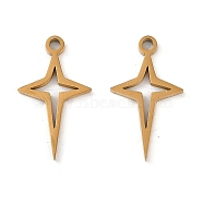 Ion Plating(IP) 304 Stainless Steel Pendants, Laser Cut, Star Charm, Real 18K Gold Plated, 16.5x9x1mm, Hole: 1.4mm(STAS-D193-08G)