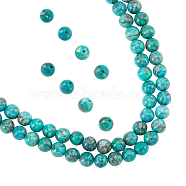 Natural African Turquoise(Jasper) Beads Strands, Round, Dyed & Heated, 6mm, Hole: 1mm, about 62pcs/strand, 14.96''(38cm), 2 strands/box(G-NB0003-84)