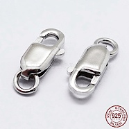 Rhodium Plated 925 Sterling Silver Lobster Claw Clasps, with 925 Stamp, Platinum, 14mm, Hole: 3mm(STER-K167-075C-P)