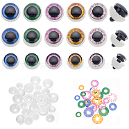 Elite 30 Sets 15 Styles Plastic Craft Eyes, Safety Eyes, with Blood Streak Disc and Spacer, for Doll Making, Half Round, Mixed Color, 18~23x12~20mm, 2 sets/style(KY-PH0001-90)