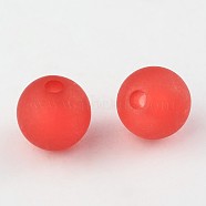 Transparent Acrylic Ball Beads, Frosted Style, Round, Red, 8mm, Hole: 2mm, about 1892pcs/500g(FACR-R021-8mm-04)