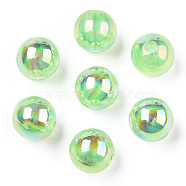 Transparent Acrylic Beads, AB Colors Plated, Round, Pale Green, 8mm, Hole: 2mm, about 2100pcs/500g(MACR-T046-01D-04)
