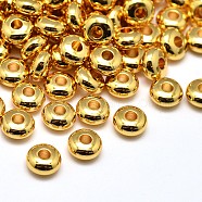 Brass Flat Round Spacer Beads, Golden, 6x3mm, Hole: 2mm(KK-M085-22G-NR)