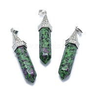 Natural & Dyed Ruby in Zoisite Pointed Pendants, with Alloy Findings, Bullet, Dyed, Platinum, 61x14.5x12.5mm, Hole: 3.5x
7.5mm(G-G795-01P-12)