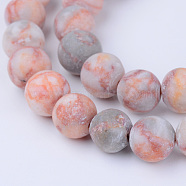 Natural Red Netstone Beads Strands, Round, Frosted, 10~10.5mm, Hole: 1.2mm, about 36pcs/strand, 15.5 inch(X-G-Q462-10mm-14)