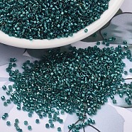 MIYUKI Delica Beads, Cylinder, Japanese Seed Beads, 11/0, (DB1769) Sparkling Aqua Green Lined Teal AB, 1.3x1.6mm, Hole: 0.8mm, about 2000pcs/10g(X-SEED-J020-DB1769)