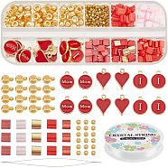 Nbeads DIY Mother's Day Bracelet Making Kits, Including Round & Rectangle Glass Seed Beads, Heart Alloy Enamel Charms, Golden, 469Pcs/bag(DIY-NB0007-73)