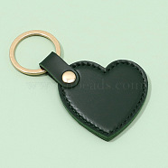 PU Imitation Leather Keychains, with Zinc Alloy Finding, Heart, Dark Green, Heart: 5.1x5.3cm(PW23082539379)