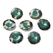 Leaf Bead Cap, for DIY Jewelry Making, Teal, 29~30x30~31x3.5mm, Hole: 1.4~1.6mm(SACR-C002-05)