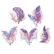 5Pcs 5 Styles Feather Waterproof PET Stickers Sets, Adhesive Decals for DIY Scrapbooking, Photo Album Decoration, Orchid, 93~120x62~85x0.2mm, 1pc/style(DIY-B071-03D)