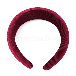 Velvet Hair Bands, with Sponge inside, Grosgrain Pattern, Dark Red, 15~40mm, Inner Diameter: 140x115mm(OHAR-O018-02A)