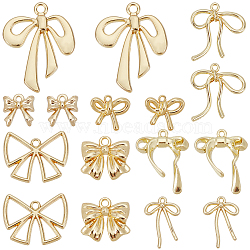 32Pcs 8 Styles Alloy Pendants, Bowknot Charms, Golden, 11~33x10.5~26x1.5~6mm, Hole: 1.4~2.5mm, 4pcs/style(FIND-SC0014-66)