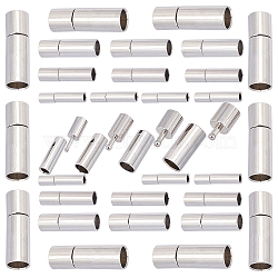 SUNNYCLUE 40 Sets 4 Style Brass Bayonet Clasps, Perfect for Jewelry Making, Column, Platinum, 14~17x3~5mm, Hole: 2~4mm, 10 sets/style(KK-SC0002-77)
