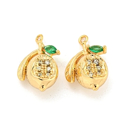 Brass Micro Pave Cubic Zirconia Pendants, Real 18K Gold Plated, Fruit, 17x11x8mm, Hole: 1mm(KK-K369-02G-06)