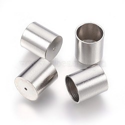 Tarnish Resistant 201 Stainless Steel Cord Ends, End Caps, Column, Stainless Steel Color, 10x9mm, Hole: 0.8mm(X-STAS-O118-68P)