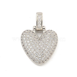 Brass Micro Pave Clear Cubic Zirconia Pendants, Platinum, Letter V, 31x20.5x5mm, Hole: 3x6mm(KK-B099-01P-V)